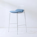 Nordic designer outdoor bar stool - minimalist island chair with plastic & iron backrest - high bar stool for cafes & restaurants
