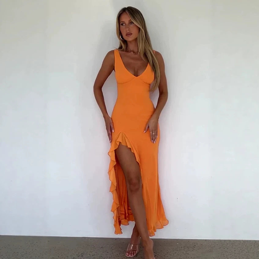european and american cross-border new split sexy summer dress