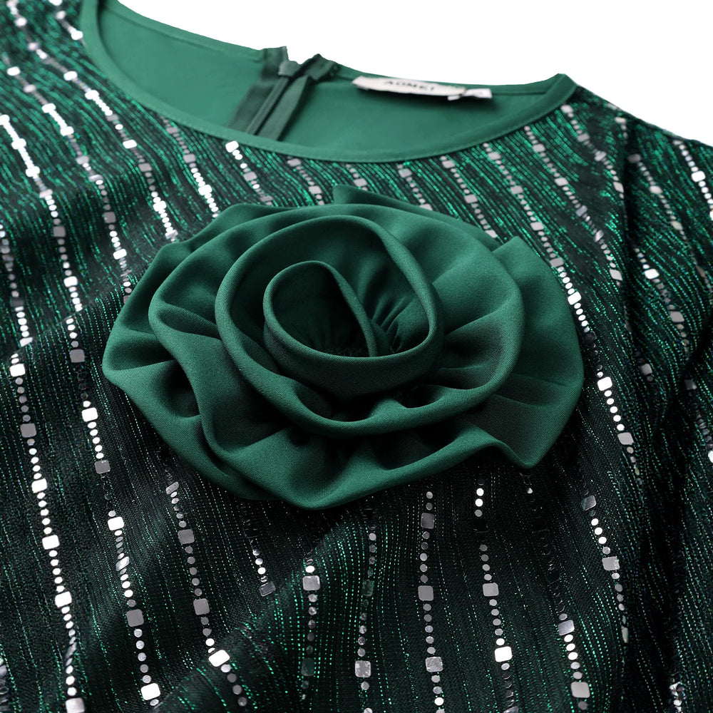 Autumnew arrivalstereo flower mesh dress hot diamond belt waist long sleeves evening dress pleated skirtdress