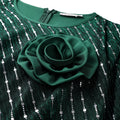 Autumnew arrivalstereo flower mesh dress hot diamond belt waist long sleeves evening dress pleated skirtdress