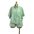 European and american cross-border women's fashion:  summer new collection - trendy, fresh, loose-fit striped short-sleeve shirt and shorts set
