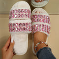 Rhinestone cotton slippers 2024 new women's winter fleece-lined thickened couple student plush slippers home indoor cotton slippers