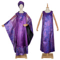 Aliexpress cross-border export african hot stamping plus size robe headscarf women's tassel dress + vest two-piece set
