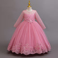 New in stock long sleeveslacekids dress wedding dress princess dress female flower girl birthday dress kids dress