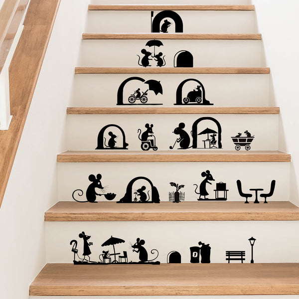 popular cute mouse wall sticker  living room bedroom room decoration sticker self-adhesive sticker wholesale