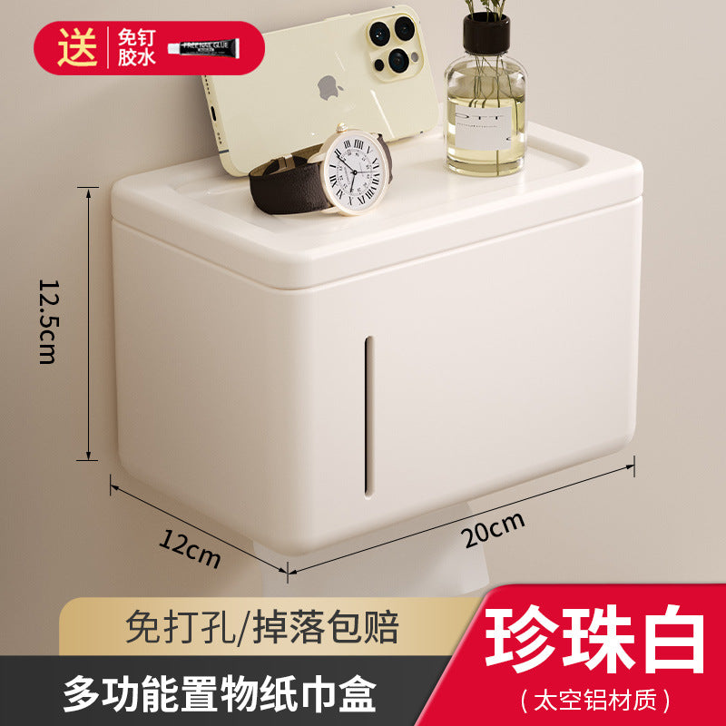 Cream Wind Toilet Tissue Box No Punching Toilet Toilet Carton Paper Drawing High Value Wall Hanging Toilet Paper Shelf