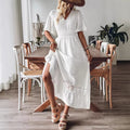 european and american women's lace patchwork plus size long beach dress - new arrival for summer getaways