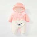 Baby onesie fall and winterthickened bear pajamasheattechoutwearlong sleeveshaya infant korean stylechildren's clothing hooded