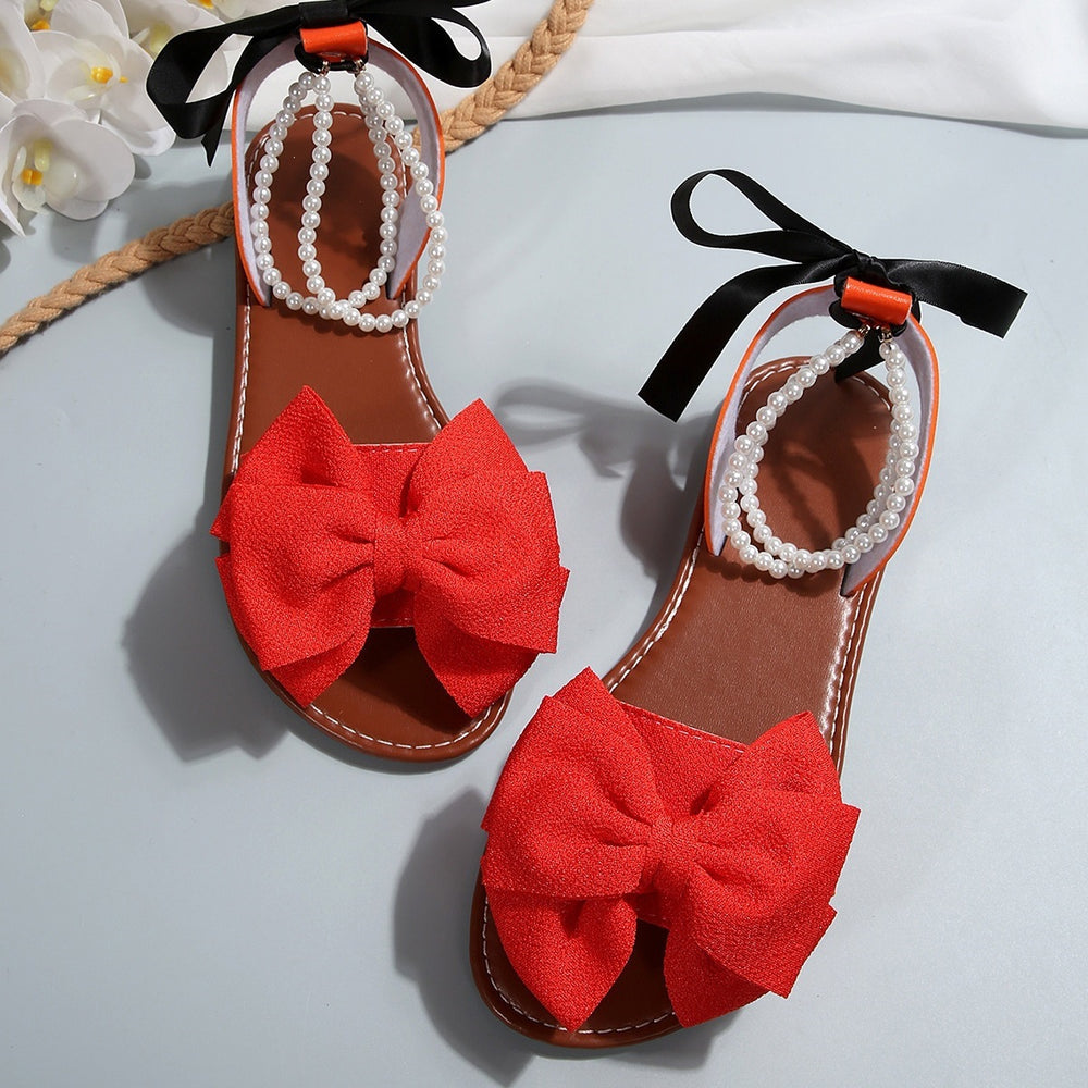 new bowknot flat slide sandals for women, solid color lightweight comfortable casual sandals for women