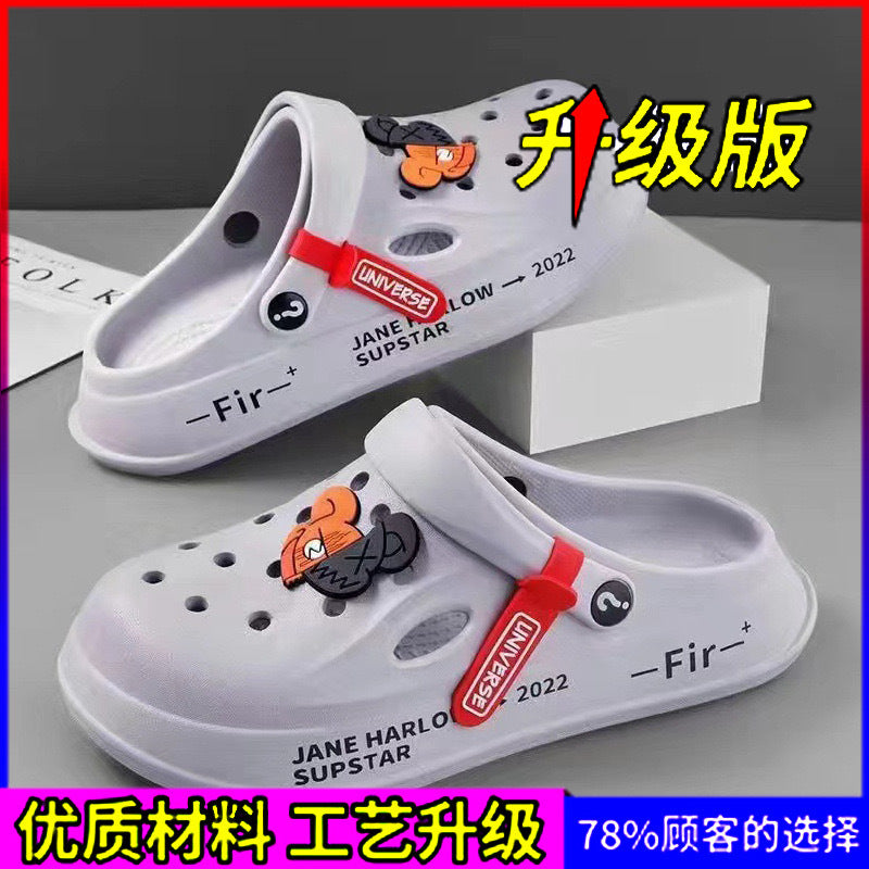 Men's clogs slippers - 2023 new arrival: durable, non-slip, thick-soled, casual outdoor wear, korean style, soft sole, closed-toe beach sandals