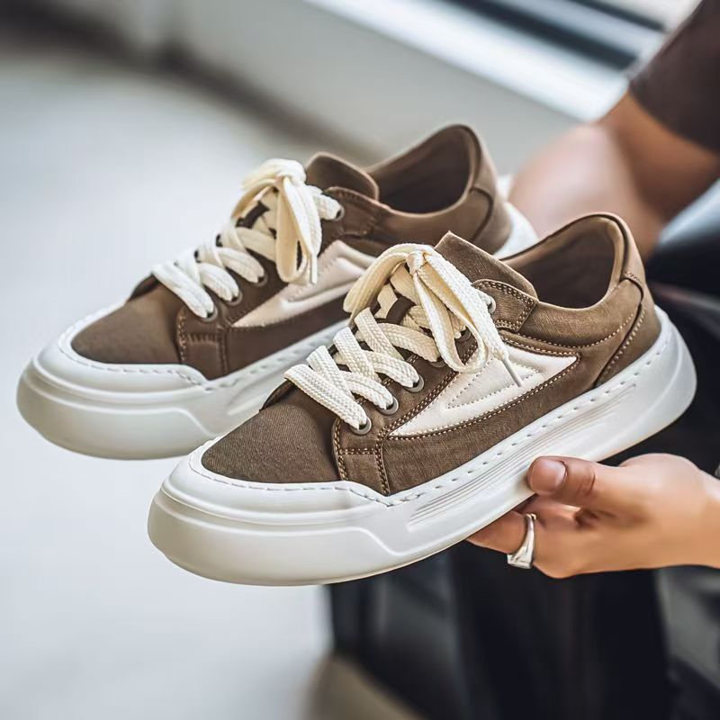Men's breathable canvas shoes 2025 winter new low-top athletic casual shoes men's soft sole versatile thick sole sneakers