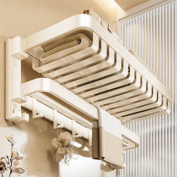 Toilet towel rack No punching cream wind bathroom rack Folding net basket Bath towel rack Hardware pendant set