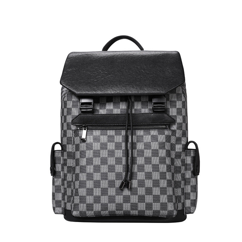 New fashion men's backpack trend printing large capacity 15.6 inch computer schoolbag travel leather backpack