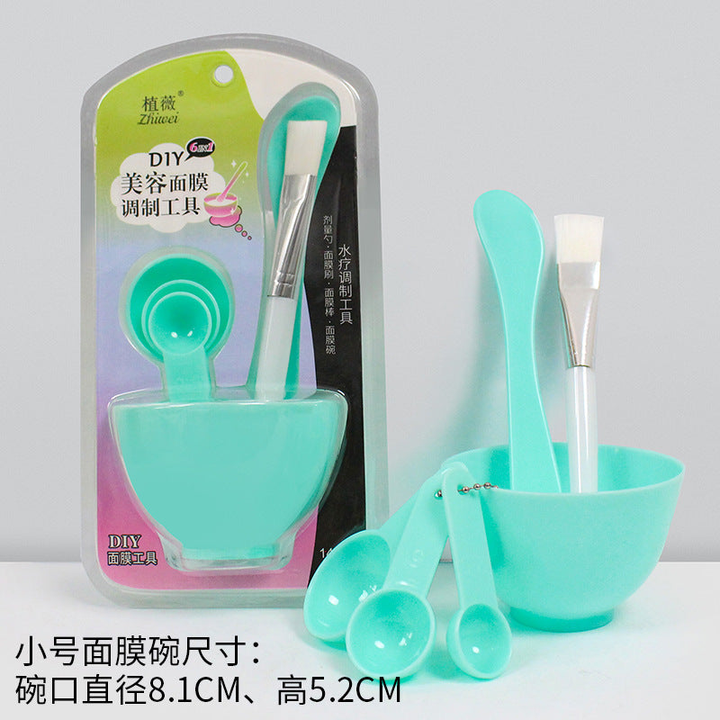 Zhiwei 6-piece suit beauty plastic mask bowl tool mask stick spoon makeup brush large and small size chinese and english version