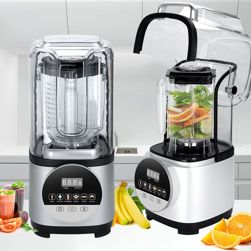 Smoothie machine commercial with cover mixer soft sound wall breaker pure copper motor sound insulation cover automatic household mute