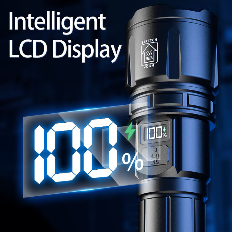 Cross-border white laser digital display emergency light charging outdoor new flashlight super bright long-range high-power strong light flashlight