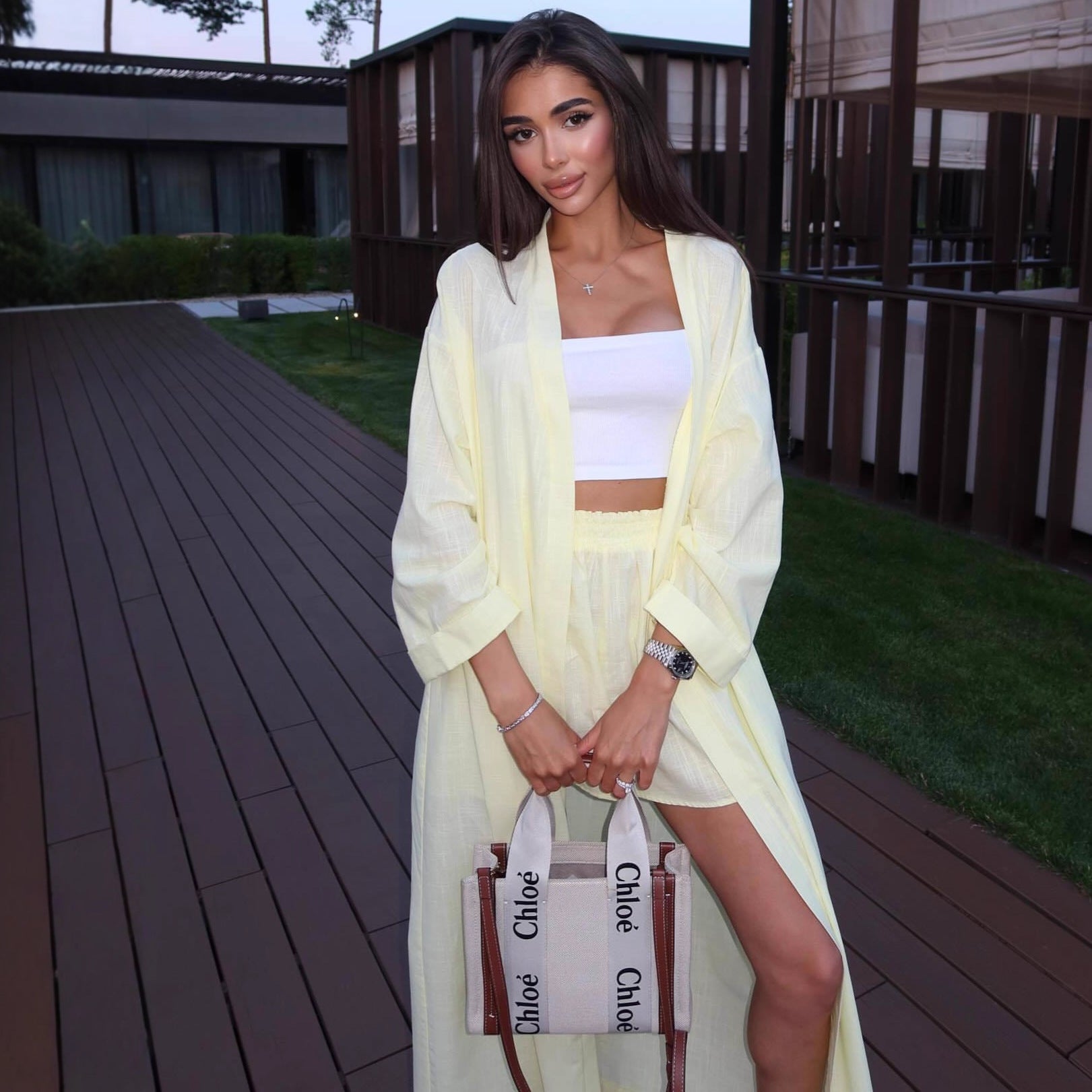 European and American large-size cardigan long shirt women's casual shorts set   fashion new foreign style two-piece set
