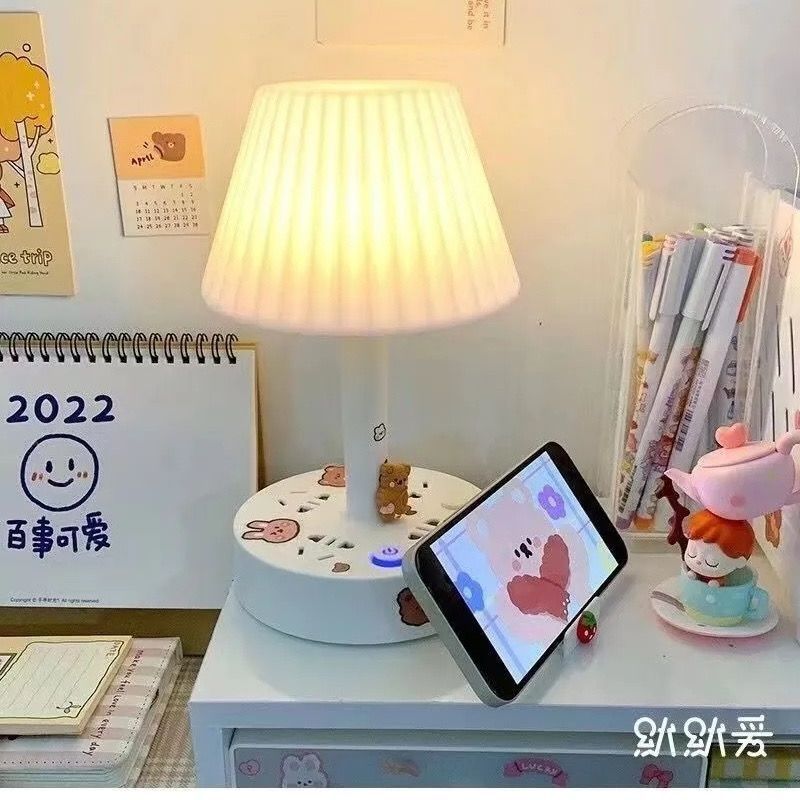 Smart all-in-one led desk lamp - perfect for bedrooms, bedside tables, and dorm rooms. eye protection, usb charging, multi-function, multi-outlet