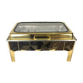 New 9l stainless steel gold glass buffet warmer with hydraulic lid for restaurant use