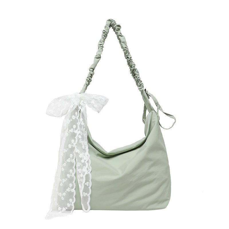 Cross-border 2025 new large-capacity casual nylon messenger bag fashionable and high-end solid color shoulder bag tote bag