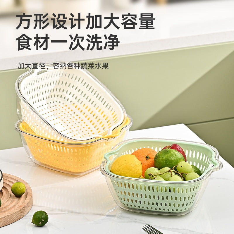 Personalized double-layer sink drain basket six-piece set kitchen living room for home fruit washing plate casual vegetable basket