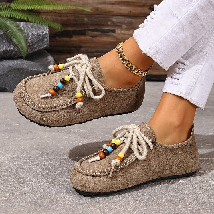 Exportretro beaded baotou boken half slippers for women new arrival slip-on plus sizethick sole mules wholesale