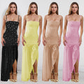 C7396 cross-border   fashion women's summer sexy rhinestone suspender slit dress