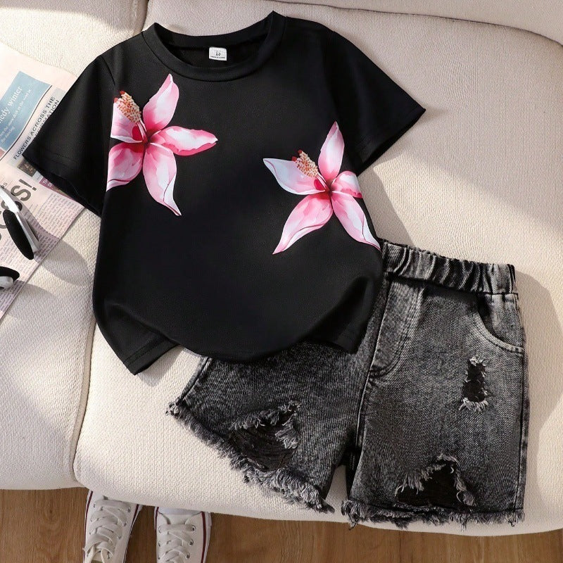 Kids clothing cross-border exclusive iexport fashionnew arrival children summer short-sleeved topsjeans