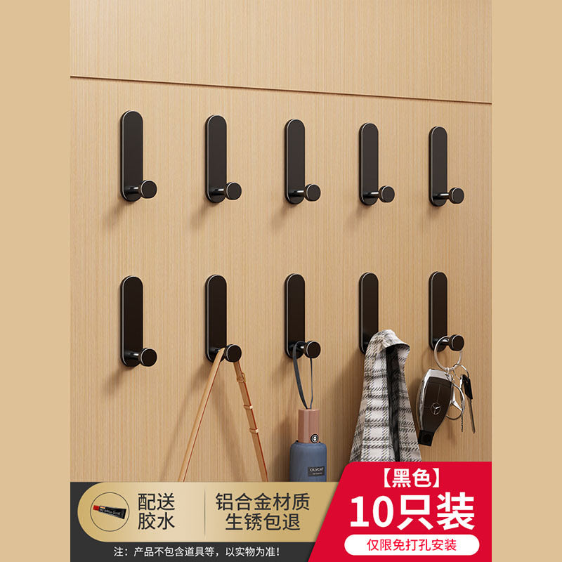 Black punch-free strong adhesive load-bearing adhesive hook bathroom toilet wall bathroom towel entrance door back hook
