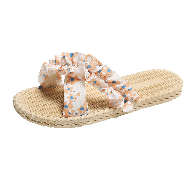 Women's summer outdoor sandals: new versatile lightweight flat sandals, beach-ready floral fashion, non-slip slides