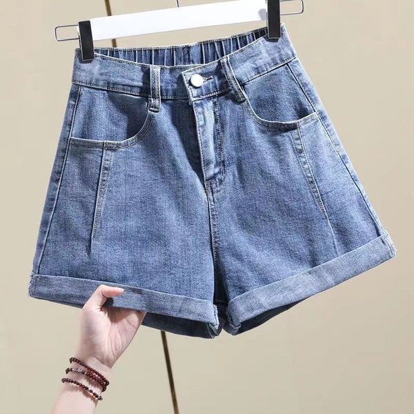 European, American    fashion rubber band washed women's denim shorts