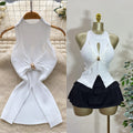 Accessible luxury thousand gold style classy sleeveless knitting vest women's summer metal twist design chic hot girl tops trendy