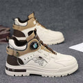 Boots men's high-top spring british style retromencasual leather shoes mid-top waterproofnon-slipworkwear boots