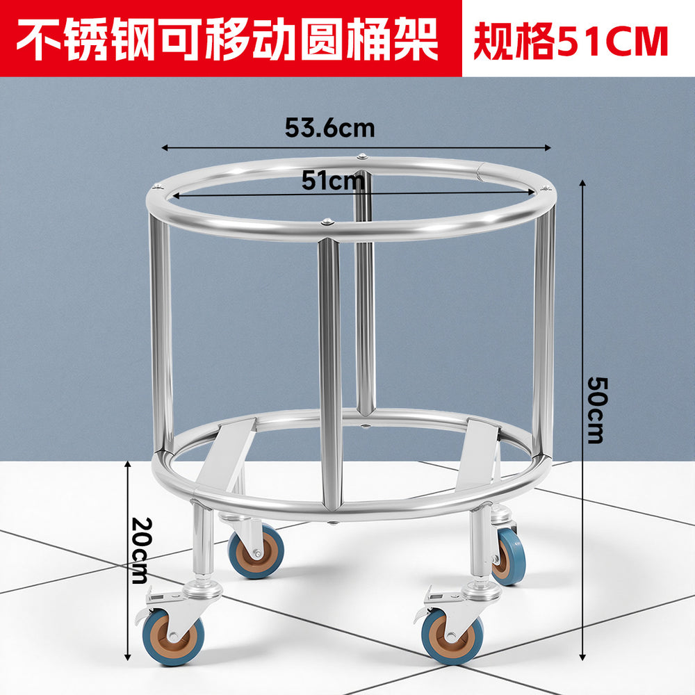 Stainless steel soup bucket turnover cart insulation bucket storage rack kitchen multifunctional wheeled movable cart floor bucket rack