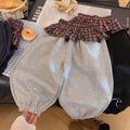 Kids sweatpants girl spring & fallembroidercasual pants loose scimitar pants small and medium-sized children drapedcasual baby girl sweatpants