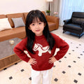 Kidssweaterknitting shirt red horse year animal year clothes fall and winternew arrival festive male girl new year greetings clothes