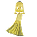Lightly mature eleganceknittingrufflestops hip skirt two-piece set female autum silmwork clothingelegantsuit