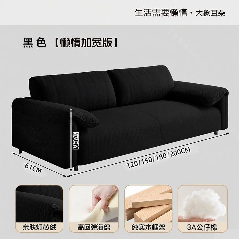 Sofa living room small apartment 2026 new arrival rental room double three-person rest area elephant ears lazy fabric sofa
