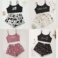 women's pajamas summernew arrival sling off-shoulder home cute printed pajamas home wear night wear