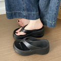 6cm thick sole beach shoes seaside flip flops women's summer outwear non-slip deodorizing filter heightening flip flops women's sandals