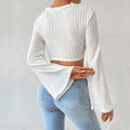 Aliexpress cross-border e-commerce women's fashion: artsy & elegant t-shirt - spring/summer tassel design, flared sleeve, cropped top