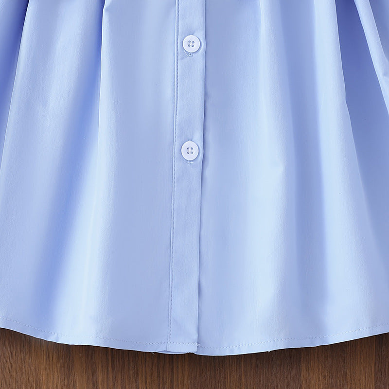 autumgirlk-stylepreppy skirttwo-piece setheartembroiderknitting vest shirt lapeldress