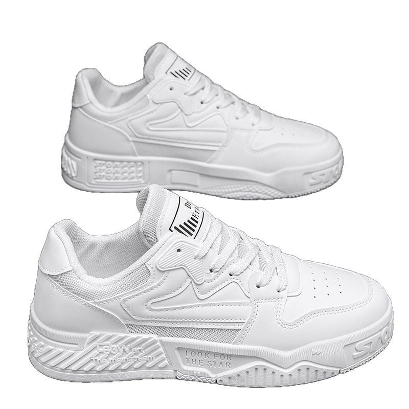 Men's spring chunky platform sneakers: waterproof, non-slip, black and white panda design, athletic casual shoes for men and teens, fashionable skate shoes