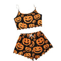 Fashion cross-border   fashion women's clothing skull hand printing suspender tops and shorts home wear suit