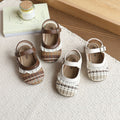 Girls' breathable new children's retro woven sandals summer closed-toe mary jane sandals lace soft sole beige
