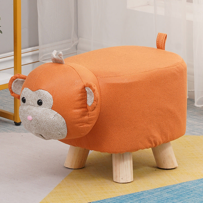 Elephant stool - kids' animal stool - solid wood shoe bench - creative small stool - home living room cartoon cute low stool