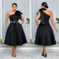 C7011 cross-border   independent station fashion women's solid color sexy formal dress new