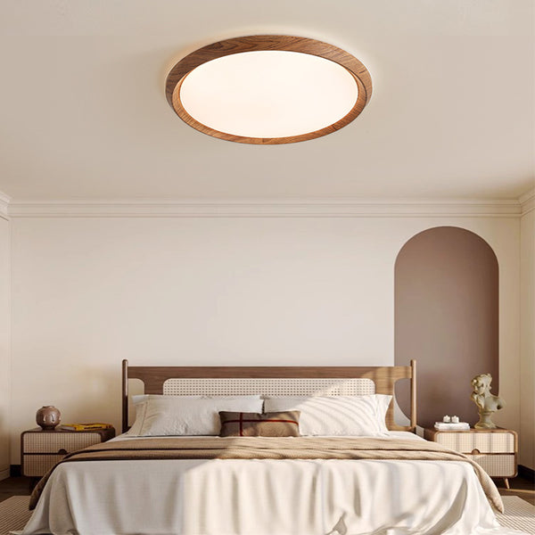 Wood light new Chinese minimalist bedroom light 2025 new walnut color simple full spectrum eye protection study master bedroom light
