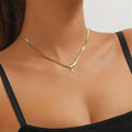 new fashion ins style 26 letters zircon pendant necklace european and american stylish diamond 14k gold snake bone chain