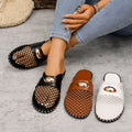 Exportnew arrivalplus sizemary jane mesh breathable flats slippers women's toe mesh breathable fishnet toe half drag